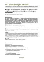 Expertise als übergreifendes Paradigma der Professionalisierungsforschung zur inklusionsbezogenen Fortbildung