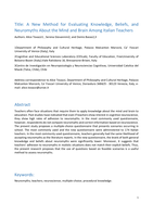 A New Method for Evaluating Knowledge, Beliefs, and Neuromyths About the Mind and Brain Among Italian Teachers