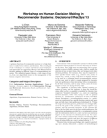 Workshop on Human Decision Making in Recommender Systems: Decisions@RecSys'13