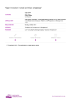 Section 2: Management in firms and organizations: Open innovation in small and micro enterprises