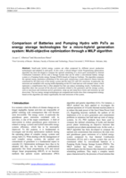 Comparison of Batteries and Pumping Hydro with PaTs as energy storage technologies for a micro-hybrid generation system: Multi-objective optimization through a MILP algorithm