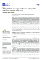 Making order in User Experience research to support its application in design and beyond