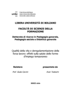 Qualità della vita e deregolamentazione della forza lavoro: effetti sulla salute delle forme d’impiego temporaneo