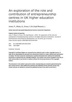An exploration of the role and contribution of entrepreneurship centres in UK higher education institutions