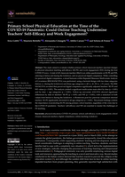 Primary School Physical Education at the Time of the COVID-19 Pandemic: Could Online Teaching Undermine Teachers’ Self-Efficacy and Work Engagement?