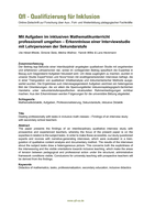 Mit Aufgaben im inklusiven Mathematikunterricht professionell umgehen - Erkenntnisse einer Interviewstudie mit Lehrpersonen der Sekundarstufe