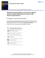 National and local effects in the Italian regional elections (2018-2020): Beyond second-order election expectations?