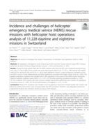 Incidence and Challenges of Helicopter Emergency Medical Service (HEMS) Rescue Missions with Helicopter Hoist Operations: Analysis of 11,228 Daytime and Nighttime Missions in Switzerland
