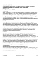 Ergebnisse einer repräsentativen Umfrage zu Nutzung und Akzeptanz von digitalen (Assistenz)Technologien in der Autonomen Provinz Bozen (Italien)