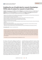Enabling the use of health data for research: developing a POPIA Code of Conduct for research in South Africa