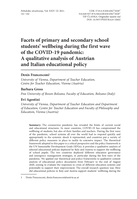 Facets of primary and secondary school students' wellbeing during the first wave of the COVID-19 pandemic: A qualitative analysis of Austrian and Italian educational policy