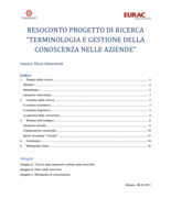 Resoconto progetto di ricerca “Terminologia e gestione della conoscenza nelle aziende”