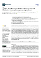 Age, Sex, Body Mass Index, Diet and Menopause Related Metabolites in a Large Homogeneous Alpine Cohort