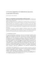 La funzione legislativa tra federalismo esecutivo e specialità finanziaria