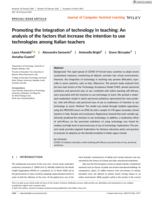 Promoting the Integration of Technology in Teaching: An Analysis of the Factors that Increase the Intention to Use Technologies among Italian Teachers