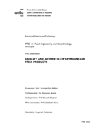 Quality and Authenticity of Mountain Milk Products