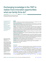 Exchanging knowledge in the TMT to realize more innovation opportunities: what can family firms do?