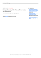 Best practices for photovoltaic performance loss rate calculations