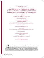 Le projet LeKo : Une recherche phraséologique intégrale pour l’apprentissage des phrasèmes en contexte plurilingue