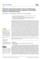 Parametric Urban-Scale Analysis of Space Cooling Energy Needs and Potential Photovoltaic Integration in Residential Districts in South-West Europe