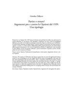 Partire o restare? Argomenti pro e contro le Opzioni del 1939. Una tipologia