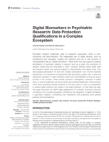 Digital Biomarkers in Psychiatric Research: Data Protection Qualifications in a Complex Ecosystem