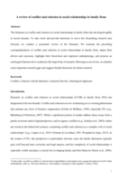 A review of conflict and cohesion in social relationships in family firms
