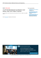 17-4 PH SS Manufactured via Selective Laser Melting: High Cycle fatigue properties