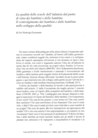 La qualità delle scuole dell'infanzia dal punto di vista dei bambini e delle bambine: il coinvolgimento dei bambini e delle bambine nello sviluppo della qualità
