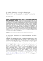 Principio di sistema o intralcio al decisore: l’asimmetria territoriale alla prova dell’emergenza