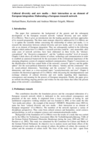 Cultural diversity and new media: their interaction as an element of European integration: Elaborating a European research network