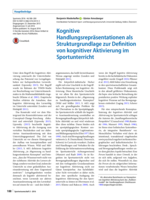 Kognitive Handlungsrepräsentationen als Strukturgrundlage zur Definition von kognitiver Aktivierung im Sportunterricht