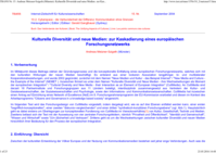Kulturelle Diversität und neue Medien: zur “Kaskadierung” eines europäischen Forschungsnetzwerks