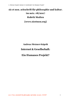 Internet & Gesellschaft: Ein Humanes Projekt