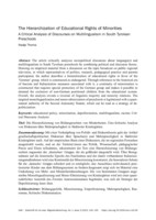 The Hierarchization of Educational Rights of Minorities: A Critical Analysis of Discourses on Multilingualism in South Tyrolean Preschools