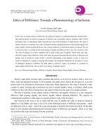 Ethics of Difference: Towards a Phenomenology of Inclusion