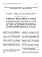 Strategy for identification of Bacillus cereus and Bacillus thuringiensis strains closely related to Bacillus anthracis