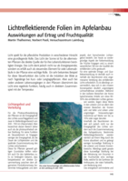 Lichtreflektierende Folien im Apfelanbau. Auswirkungen auf Ertrag und Fruchtqualität
