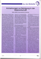 Anmerkungen zur Reinigung in der Kellerwirtschaft