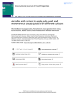 Ascorbic acid content in apple pulp, peel, and monovarietal cloudy juices of 64 different cultivars