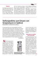 Stellungnahme zum Einsatz von Streptomycin in Südtirol
