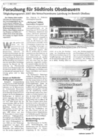 Forschung für Südtirols Obstbauern. Tätigkeitsprogramm 2007 des Versuchszentrums Laimburg im Bereich Obstbau