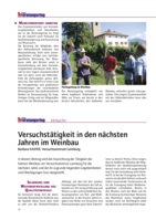 Versuchstätigkeit in den nächsten Jahren im Weinbau