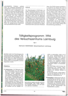 Tätigkeitsprogramm 1994 des Versuchszentrums Laimburg - Teil I