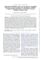 Molecular Identification of Two Vector Species, Cacopsylla melanoneura and Cacopsylla picta (Hemiptera: Psyllidae), of Apple Proliferation Disease and Further Common Psyllids of Northern Italy