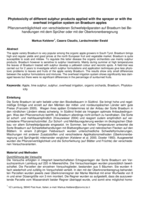 Phytotoxicity of different sulphur products applied with the sprayer or with the overheat irrigation system on Braeburn apples / Pflanzenverträglichkeit von verschiedenen Schwefelpräparaten auf Braeburn bei Behandlungen mit dem Sprüher oder mit der Oberkronenberegnung