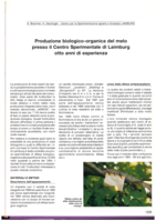 Produzione biologico-organica del melo presso il Centro Sperimentale di Laimburg. Otto anni di esperienza