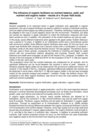 The influence of organic fertilizers on nutrient balance, yield, soil nutrient and organic matter - results of a 10-year field study