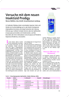 Versuche mit dem neuen Insektizid Prodigy