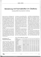 Belastung mit Fremdstoffen im Obstbau